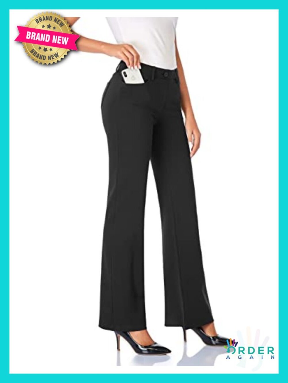 Stretchy Bootcut Dress Pants with Pockets Tall Petite Regular for Office Work